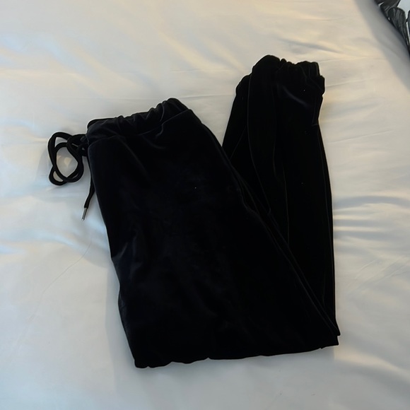 Black Velvet Jogger Pants - Picture 3 of 5